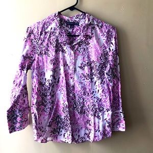 Brooks Brothers 346 Floral Button-Up Lightweight Blouse Size 8 Pink Purple White